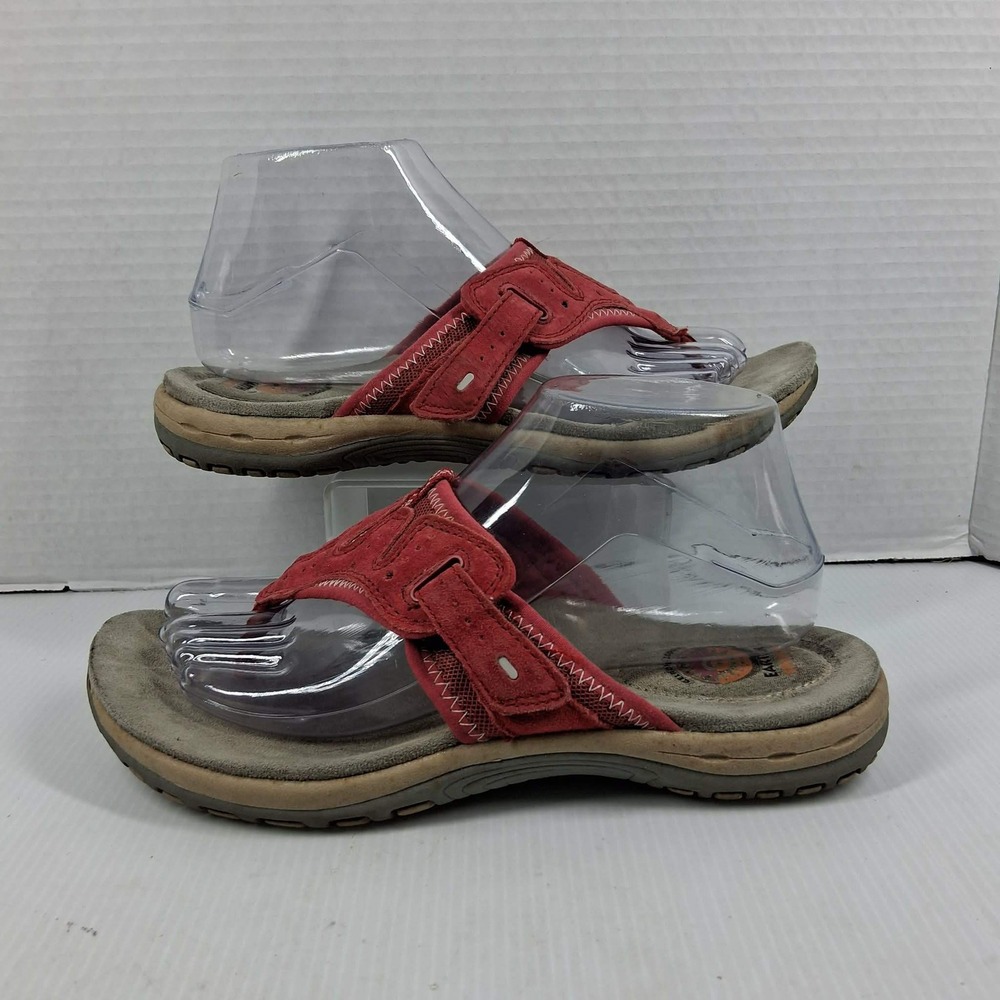 Earth Spirit Womens Red Leather Thong Sandals WMES26ER007 Size 7.5 Adjustable